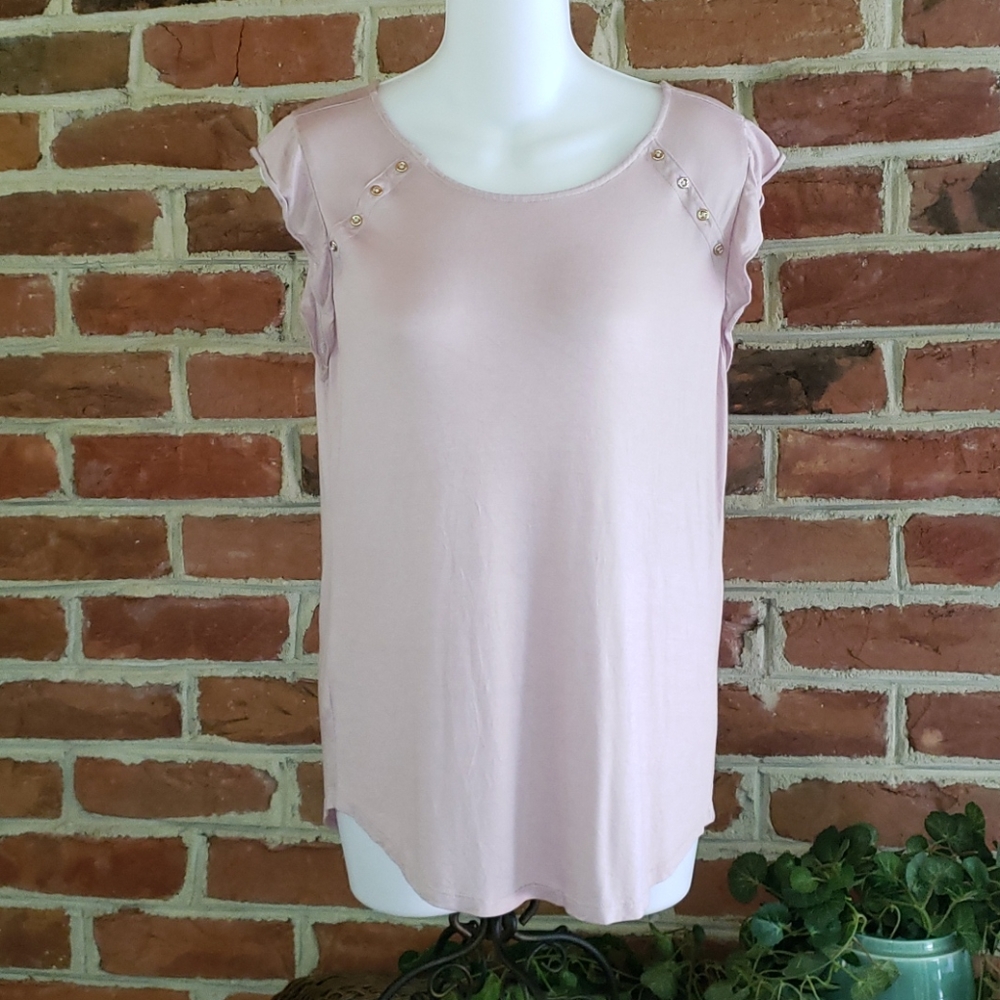 New Loft Flutter Cap Sleeve Dusty Rose Tee Top MP